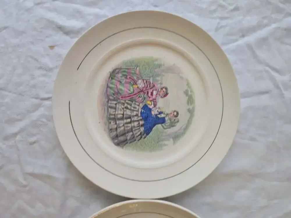 Set of 2 Vintage Farberware Brooklyn NY Godey Prints Victorian Ladies Plates